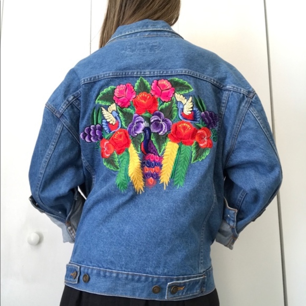 Jake Stuart Vintage Floral Embroidered Jean Jacket